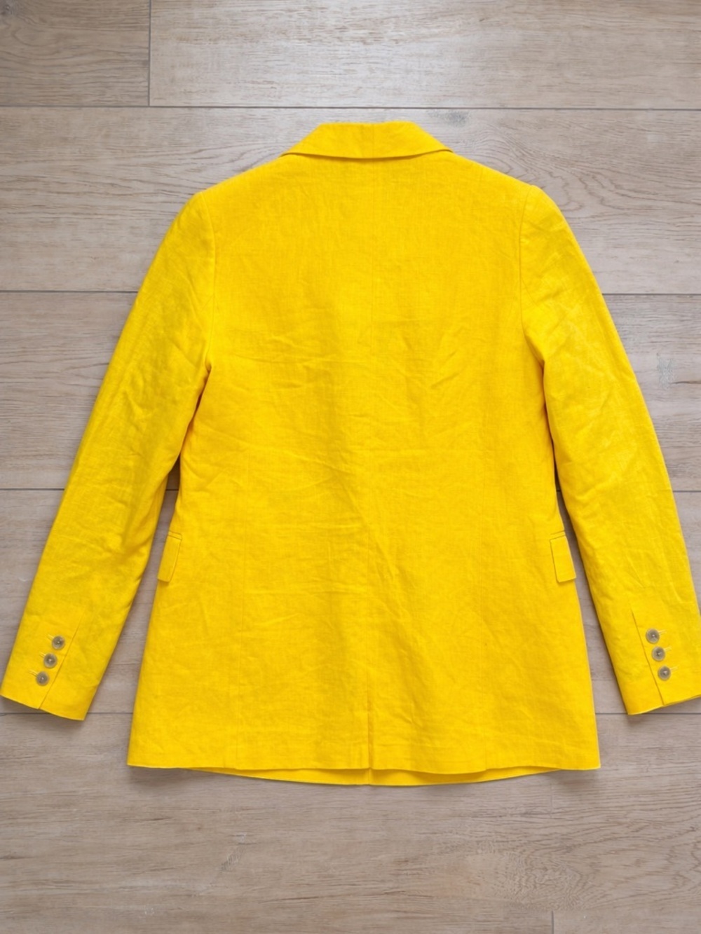 Banana Republic Vibrant Yellow Double-Breasted Linen Blazer - Picture 2 of 4